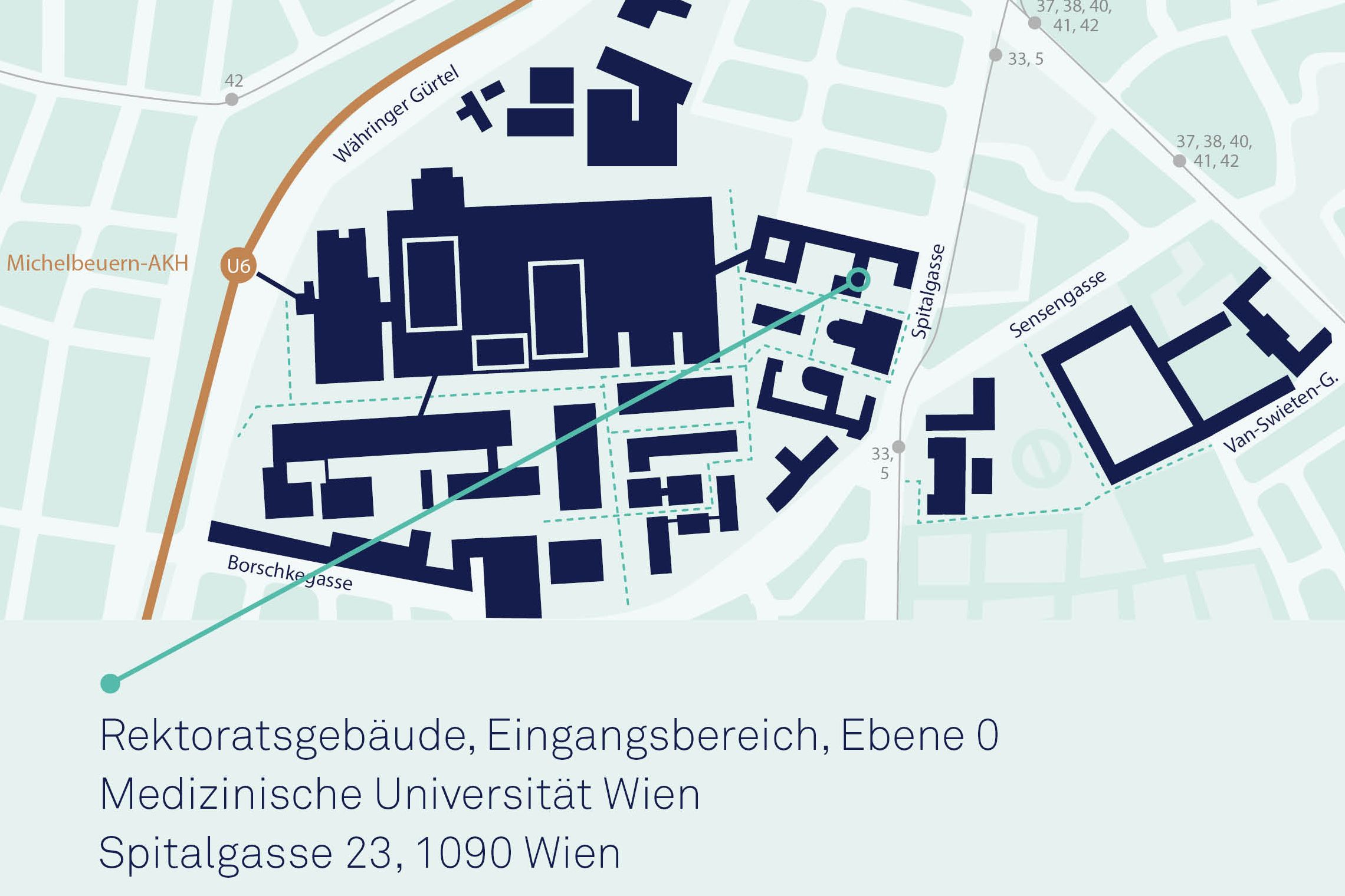 Lageplan Eingangsbereich MedUni Wien Lageplan Eingangsbereich MedUni Wien
