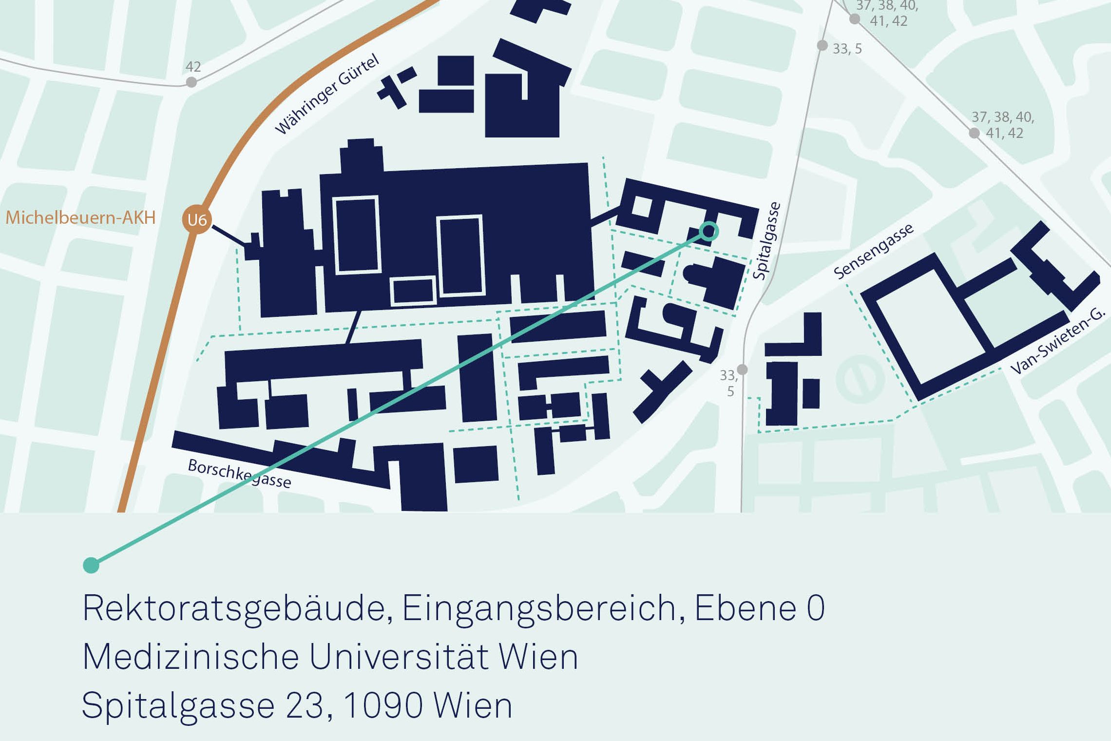 Lageplan Eingangsbereich MedUni Wien